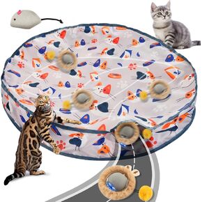Interactive Cat Toys for Indoor Cats, Interactive Cat Toys Ball Fast Rolling in Pouch, Motion Activated Cat Toy, Cat Mat Toy,Hide and Seek Cat Toy (Red Hunting Cover)