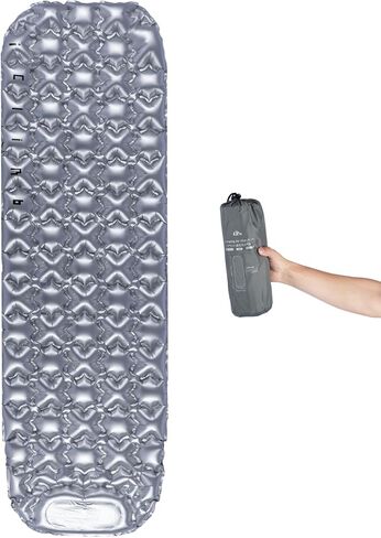 iClimb Ultralight Compact Sleeping Pad with Built-in Pump Inflatable Portable Air Mattress for Camping Backpacking Hiking (Silver) in Kuwait