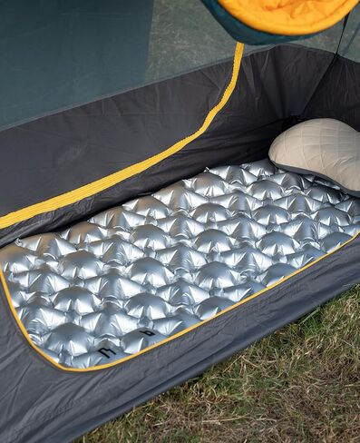 iClimb Ultralight Compact Sleeping Pad with Built-in Pump Inflatable Portable Air Mattress for Camping Backpacking Hiking (Silver) in Kuwait
