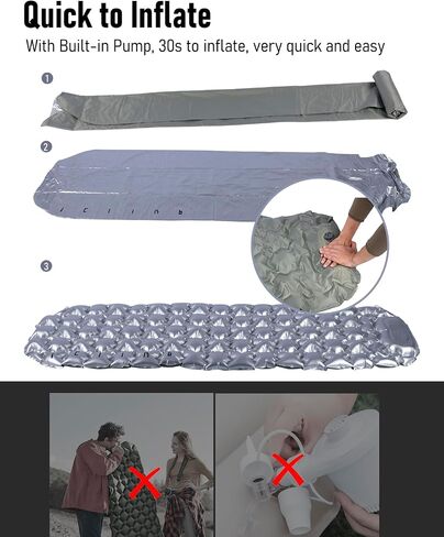 iClimb Ultralight Compact Sleeping Pad with Built-in Pump Inflatable Portable Air Mattress for Camping Backpacking Hiking (Silver) in Kuwait
