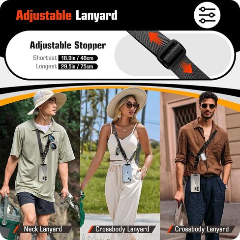 ELV Phone Lanyard with Phone Tether: Crossbody Phone Lanyard for iPhone - Quick Release Cell Phone Strap for Phone Case with Metal Phone Tether Tabs in Saudi Arabia