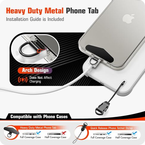 ELV Phone Lanyard with Phone Tether: Crossbody Phone Lanyard for iPhone - Quick Release Cell Phone Strap for Phone Case with Metal Phone Tether Tabs in Saudi Arabia