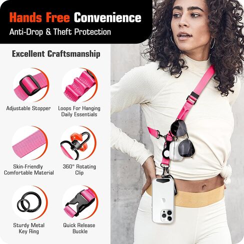 ELV Phone Lanyard with Phone Tether: Crossbody Phone Lanyard for iPhone - Quick Release Cell Phone Strap for Phone Case with Metal Phone Tether Tabs in Saudi Arabia