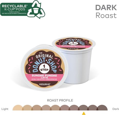 ذا أوريجينال دونات شوب Sundae Fundae One Step Latte، كبسولات Keurig Single Service K-Cup، 60 قطعة (6 عبوات من 10) in Saudi Arabia