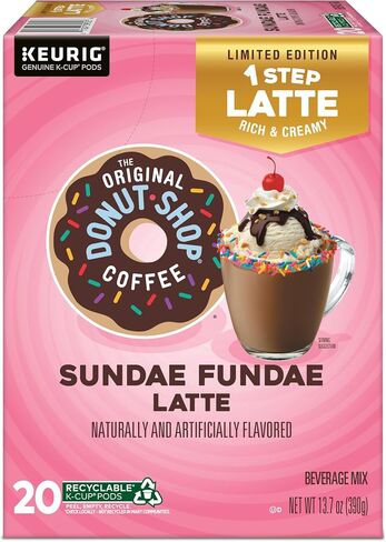 ذا أوريجينال دونات شوب Sundae Fundae One Step Latte، كبسولات Keurig Single Service K-Cup، 60 قطعة (6 عبوات من 10) in Saudi Arabia