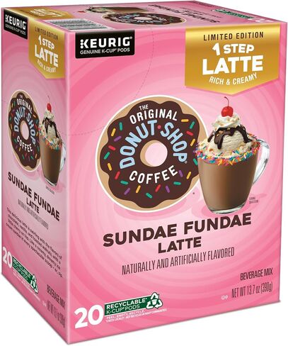 ذا أوريجينال دونات شوب Sundae Fundae One Step Latte، كبسولات Keurig Single Service K-Cup، 60 قطعة (6 عبوات من 10) in Saudi Arabia