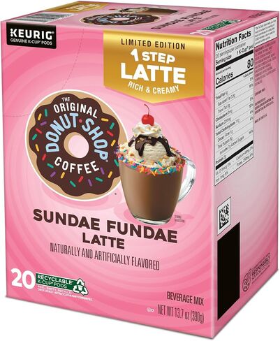 ذا أوريجينال دونات شوب Sundae Fundae One Step Latte، كبسولات Keurig Single Service K-Cup، 60 قطعة (6 عبوات من 10) in Saudi Arabia