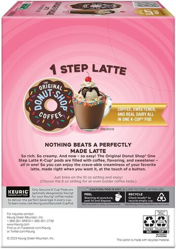ذا أوريجينال دونات شوب Sundae Fundae One Step Latte، كبسولات Keurig Single Service K-Cup، 60 قطعة (6 عبوات من 10) in Saudi Arabia