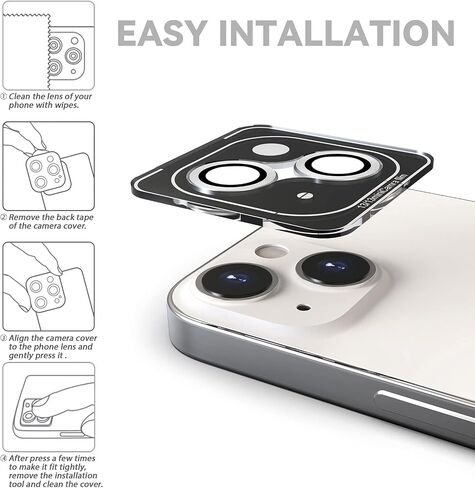 CloudValley Camera Lens Protector Designed for iPhone 13/13 Mini, Tempered Glass Protective Film, Aluminum Alloy Camera Lens Cover, Pink in Kuwait