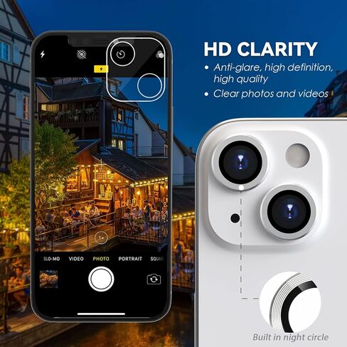 CloudValley Camera Lens Protector Designed for iPhone 13/13 Mini, Tempered Glass Protective Film, Aluminum Alloy Camera Lens Cover, Pink in Kuwait