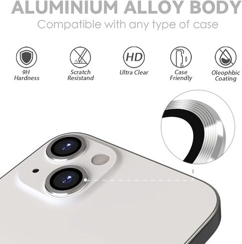 CloudValley Camera Lens Protector Designed for iPhone 13/13 Mini, Tempered Glass Protective Film, Aluminum Alloy Camera Lens Cover, Pink in Kuwait