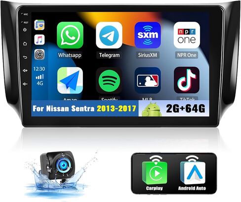 UNITOPSCI Android Car Stereo for Nissan Sentra 2013-2017 Wireless CarPlay Android Auto 4G+64G 8 Core 10.1 Inch Touchscreen Bluetooth Mirror Link GPS Navigation FM/RDS Radio WiFi DSP SWC+Camera Mic in Saudi Arabia