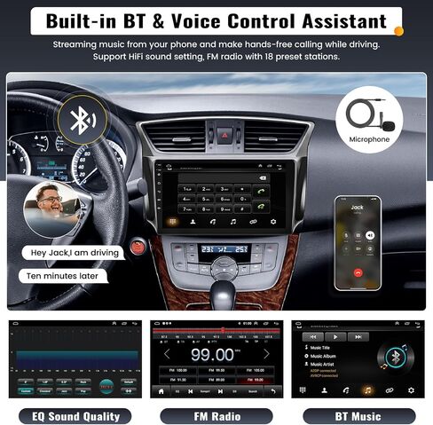 UNITOPSCI Android Car Stereo for Nissan Sentra 2013-2017 Wireless CarPlay Android Auto 4G+64G 8 Core 10.1 Inch Touchscreen Bluetooth Mirror Link GPS Navigation FM/RDS Radio WiFi DSP SWC+Camera Mic in Saudi Arabia