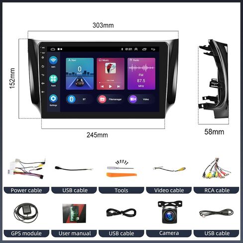 UNITOPSCI Android Car Stereo for Nissan Sentra 2013-2017 Wireless CarPlay Android Auto 4G+64G 8 Core 10.1 Inch Touchscreen Bluetooth Mirror Link GPS Navigation FM/RDS Radio WiFi DSP SWC+Camera Mic in Saudi Arabia