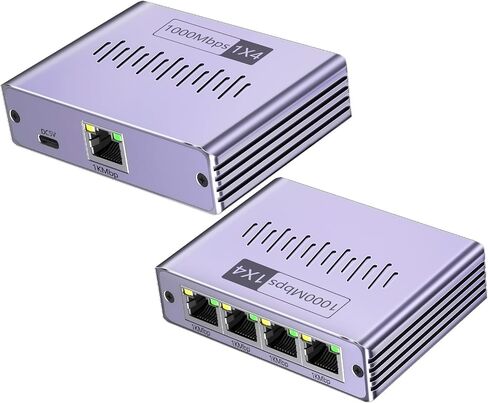 Ethernet Splitter 1 to 4 1000Mbps, LAN Splitter High Speed RJ45 Port Internet Splitter for Cat 5/5e/6/7/8 Cable, Ethernet Router Switch for PC/Laptop/TV (4 Devices Networked Simultaneously) in Saudi Arabia