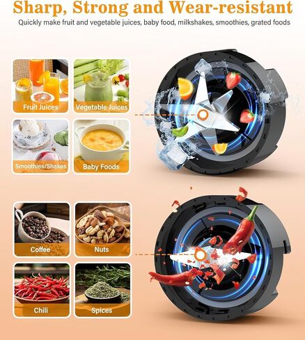 Personal Blender for Shakes and Smoothies, Portable Blender and Grinder Combo with No-BPA 34oz Blender Cup, 20oz To-Go Cup & Spout Lids, 5oz Grinding Cup for Shakes, Frozen Drinks, Sauces, 10-Piece in Saudi Arabia