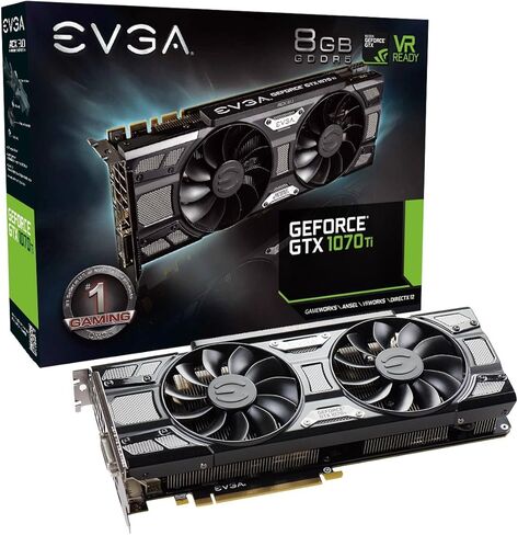 EVGA GeForce GTX 1070 Ti SC GAMING ACX 3.0 إصدار أسود، 8 جيجابايت GDDR5، EVGA OCX Scanner OC، LED أبيض، دعم DX12OSD (PXOC) بطاقة رسومات 08G-P4-5671-KR (متجددة) in Saudi Arabia