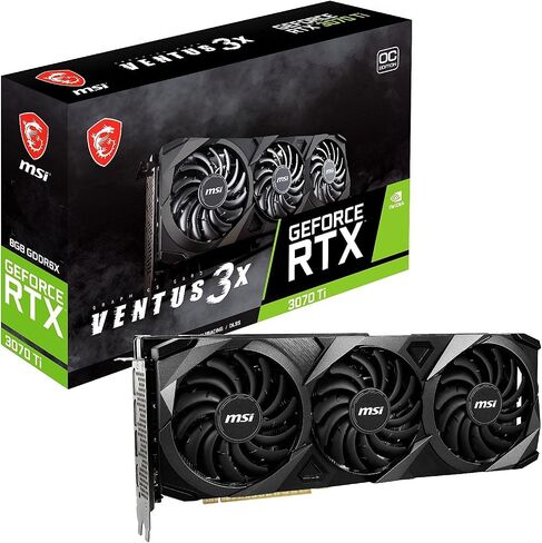 MSI Gaming GeForce RTX 3070 Ti 8GB GDRR6X Ventus 3X - بطاقة رسومات الكمبيوتر 256 بت HDMI/DP Nvlink، Tri-Frozr 2 Ampere Architecture OC، بطاقة فيديو NVIDIA GPU (متجددة) in Saudi Arabia