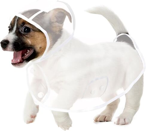 Puppy Raincoat for Small Dogs Transparency Pet Raincoat Waterproof Cloak Pet Hooded Raincoat Jacket,Size Medium in Kuwait