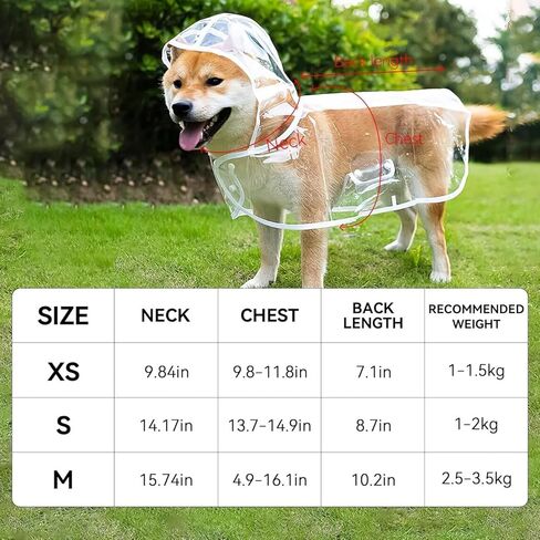 Puppy Raincoat for Small Dogs Transparency Pet Raincoat Waterproof Cloak Pet Hooded Raincoat Jacket,Size Medium in Kuwait