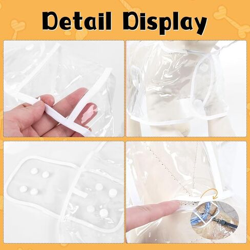 Puppy Raincoat for Small Dogs Transparency Pet Raincoat Waterproof Cloak Pet Hooded Raincoat Jacket,Size Medium in Kuwait