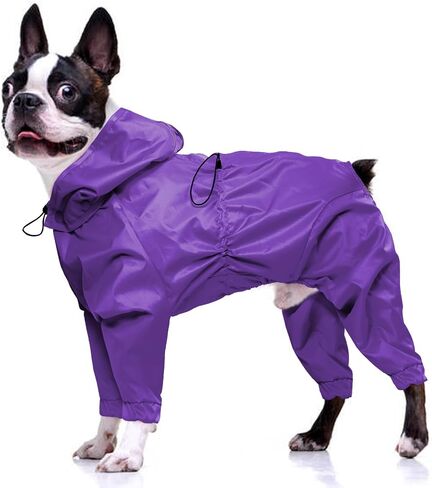 Dog Raincoat, Dog Raincoats for Large Dogs, Dog Rain Jacket with Clear Hooded, Waterproof Dog Poncho Snow-Proof Dog Vest Rainwear, Rain Clothes Apparel with Leash Hole Border Collie Purple XL in Saudi Arabia