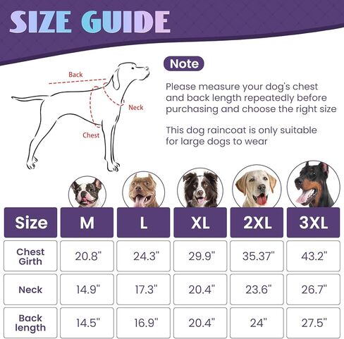 Dog Raincoat, Dog Raincoats for Large Dogs, Dog Rain Jacket with Clear Hooded, Waterproof Dog Poncho Snow-Proof Dog Vest Rainwear, Rain Clothes Apparel with Leash Hole Border Collie Purple XL in Kuwait