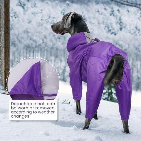 Dog Raincoat, Dog Raincoats for Large Dogs, Dog Rain Jacket with Clear Hooded, Waterproof Dog Poncho Snow-Proof Dog Vest Rainwear, Rain Clothes Apparel with Leash Hole Border Collie Purple XL in Kuwait