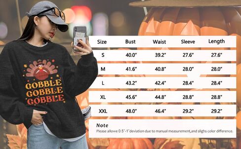 FASHGL سويت شيرت كبير الحجم لعيد الشكر للسيدات أروع تركيا على الطاولة قميص كاجوال بأكمام طويلة بلوفر علوي in Kuwait