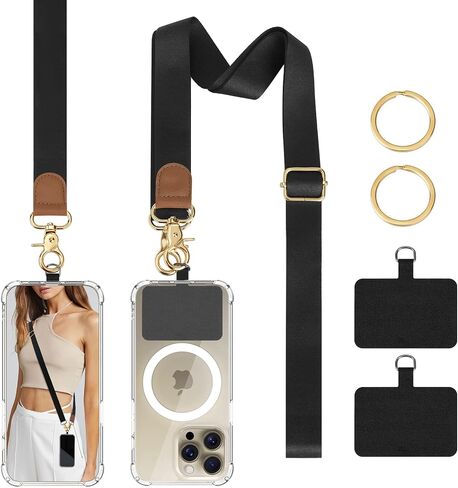 TiMOVO Phone Lanyard Crossbody Wrist Strap, Adjustable Anti-Theft Phone Strap for All Phone Case, Universal Cell Phone Neck Lanyard for Women and Men, Black in Saudi Arabia