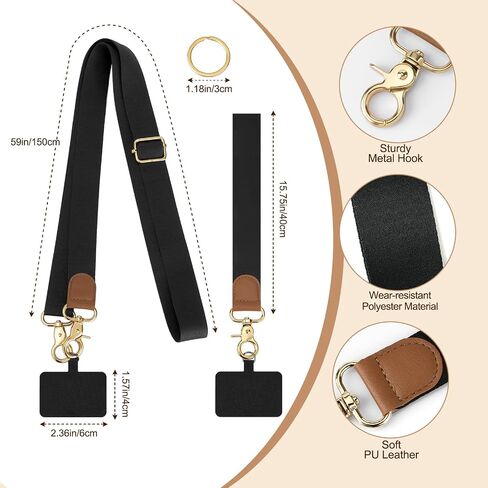 TiMOVO Phone Lanyard Crossbody Wrist Strap, Adjustable Anti-Theft Phone Strap for All Phone Case, Universal Cell Phone Neck Lanyard for Women and Men, Black in Saudi Arabia