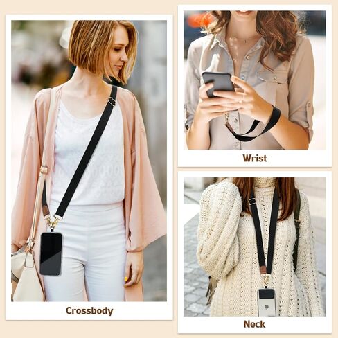 TiMOVO Phone Lanyard Crossbody Wrist Strap, Adjustable Anti-Theft Phone Strap for All Phone Case, Universal Cell Phone Neck Lanyard for Women and Men, Black in Saudi Arabia