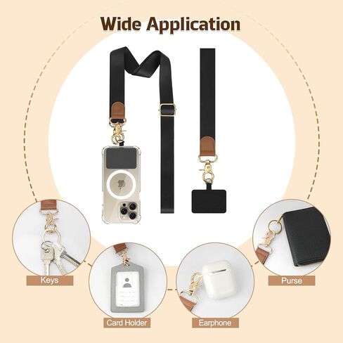 TiMOVO Phone Lanyard Crossbody Wrist Strap, Adjustable Anti-Theft Phone Strap for All Phone Case, Universal Cell Phone Neck Lanyard for Women and Men, Black in Saudi Arabia