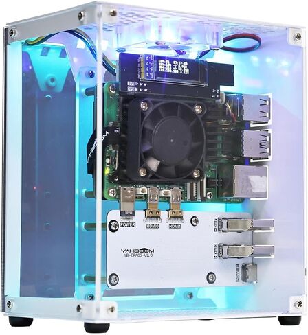 Yahboom RPi 5 Case,Micro Desktop Aluminum Case with Pi5 Active Cooler,PWM Fan, RGB Lightint Bar,Mini Tower PC Case,OLED Display in Kuwait