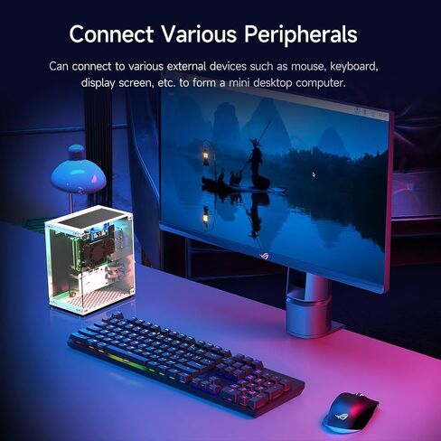Yahboom RPi 5 Case,Micro Desktop Aluminum Case with Pi5 Active Cooler,PWM Fan, RGB Lightint Bar,Mini Tower PC Case,OLED Display in Kuwait