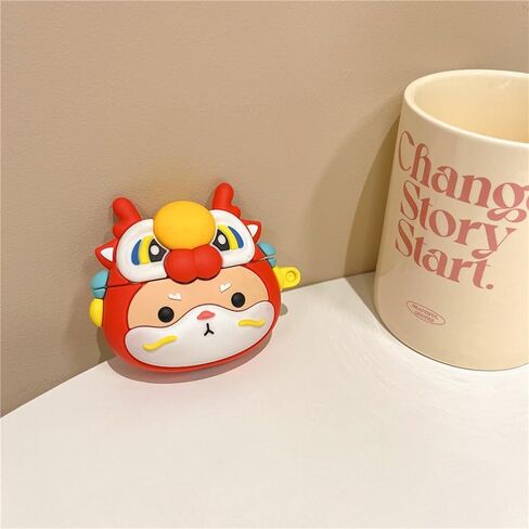Case Compatible with Airpods Pro/Pro2, Cute Kawaii Fish Design Case Cover, Fashion Portable Earbuds Accessories Soft Silicone Wireless Earphone Shockproof Protector with Hook Red in Saudi Arabia