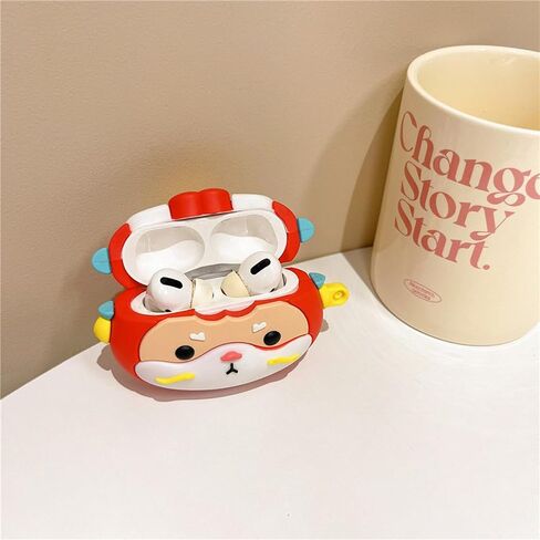 Case Compatible with Airpods Pro/Pro2, Cute Kawaii Fish Design Case Cover, Fashion Portable Earbuds Accessories Soft Silicone Wireless Earphone Shockproof Protector with Hook Red in Saudi Arabia