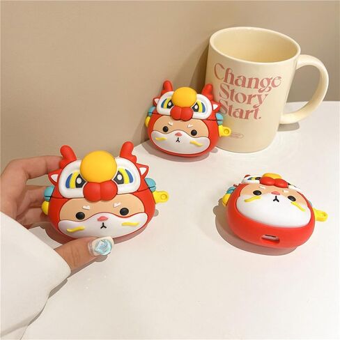 Case Compatible with Airpods Pro/Pro2, Cute Kawaii Fish Design Case Cover, Fashion Portable Earbuds Accessories Soft Silicone Wireless Earphone Shockproof Protector with Hook Red in Saudi Arabia