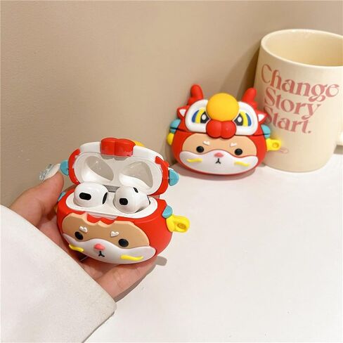 Case Compatible with Airpods Pro/Pro2, Cute Kawaii Fish Design Case Cover, Fashion Portable Earbuds Accessories Soft Silicone Wireless Earphone Shockproof Protector with Hook Red in Saudi Arabia
