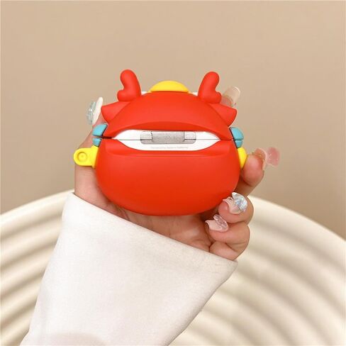 Case Compatible with Airpods Pro/Pro2, Cute Kawaii Fish Design Case Cover, Fashion Portable Earbuds Accessories Soft Silicone Wireless Earphone Shockproof Protector with Hook Red in Saudi Arabia
