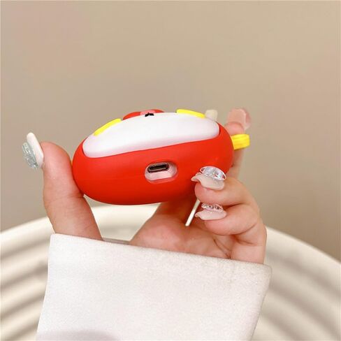 Case Compatible with Airpods Pro/Pro2, Cute Kawaii Fish Design Case Cover, Fashion Portable Earbuds Accessories Soft Silicone Wireless Earphone Shockproof Protector with Hook Red in Saudi Arabia