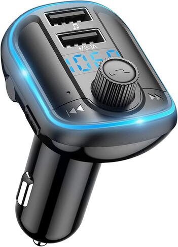 جهاز إرسال FM بلوتوث للسيارة، QC3.0 مطور و5 فولت/1 أمبير شاحن USB مزدوج محول سيارة بلوتوث راديو لاسلكي، إضاءة خلفية LED زرقاء، مكالمات بدون استخدام اليدين، يدعم بطاقة USB محرك TF - T829S in Kuwait