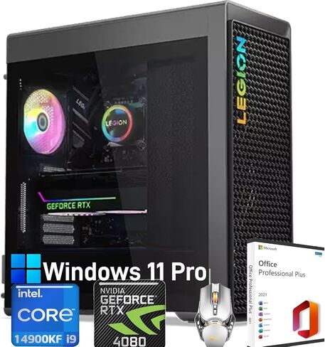 Lenovo Legion 7i Gen 8 Gaming Desktop Tower PC, Intel 24 Core i9-14900KF, NVIDIA GeForce RTX 4080 SUPER, 64GB DDR5, 2TB SSD, 2TB HDD, Windows 11 Pro, Microsoft Office Lifetime, cefesfy Accessory Mouse in Saudi Arabia