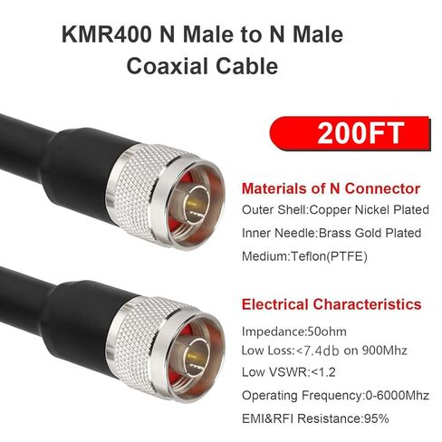 MOOKEERF KMR400 N Cable 10FT N Male to N Male Ultra Low Loss KMR400 Coaxial Cable 50ohm for Antenna,WiFi Router,Signal Booster, Amplifier in Saudi Arabia