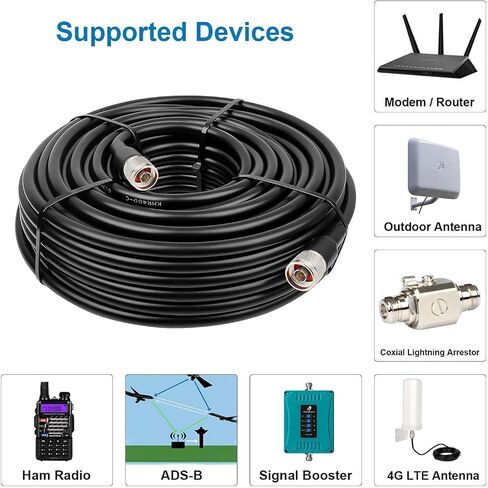 MOOKEERF KMR400 N Cable 10FT N Male to N Male Ultra Low Loss KMR400 Coaxial Cable 50ohm for Antenna,WiFi Router,Signal Booster, Amplifier in Saudi Arabia