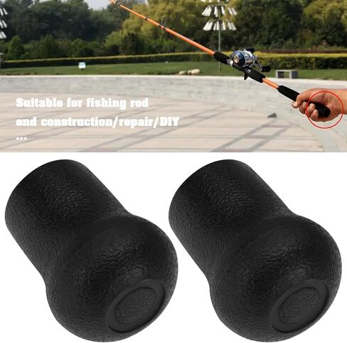eMagTech 2pcs PVC Fishing Rod Butt Cap Protector Cap End Suitable for Fishing Rod Building Repairs DIY Fishing Rod Ends Black 45.5x35mm in Saudi Arabia