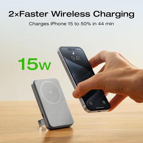 EF ECOFLOW Rapid Power Bank Wireless 5000mAh, Qi2 Certified Ultra-Fast Magnetic Portable Charger with Stand & Built-in USB-C Cables, Battery Pack Compatible with iPhone 16/15, Samsung, iPad, AirPods in Saudi Arabia