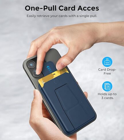 ArtsEvo Magnetic Wallet with Stand and Finger Loop, Up to 3,000g Magnet Strength, Compatible with iPhone Magnetic Wallet for iPhone 17/16/15/14/13/12 Series (Not for 13/12 Mini). Max 3 Card Holder in Kuwait