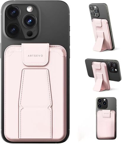 ArtsEvo Magnetic Wallet with Stand and Finger Loop, Up to 3,000g Magnet Strength, Compatible with iPhone Magnetic Wallet for iPhone 17/16/15/14/13/12 Series (Not for 13/12 Mini). Max 3 Card Holder in Kuwait