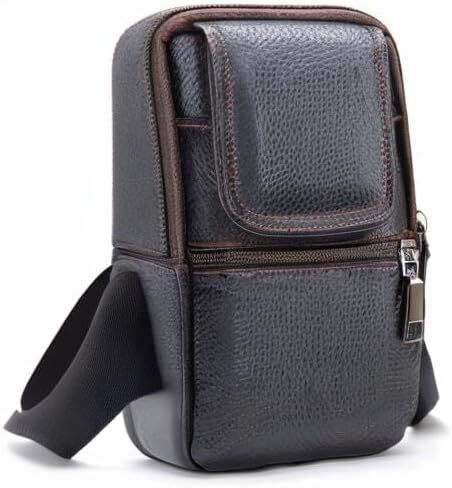 حقيبة كتف للهاتف الخلوي مصنوعة من الجلد باللون الأسود، حقيبة فاني للهاتف المحمول للرجال مع مشبك، حافظة كتف للهاتف الذكي من الجلد حقيبة رسول حقيبة خصر للرجال حقيبة الورك للمشي لمسافات طويلة والتخييم في الهواء الطلق in Kuwait